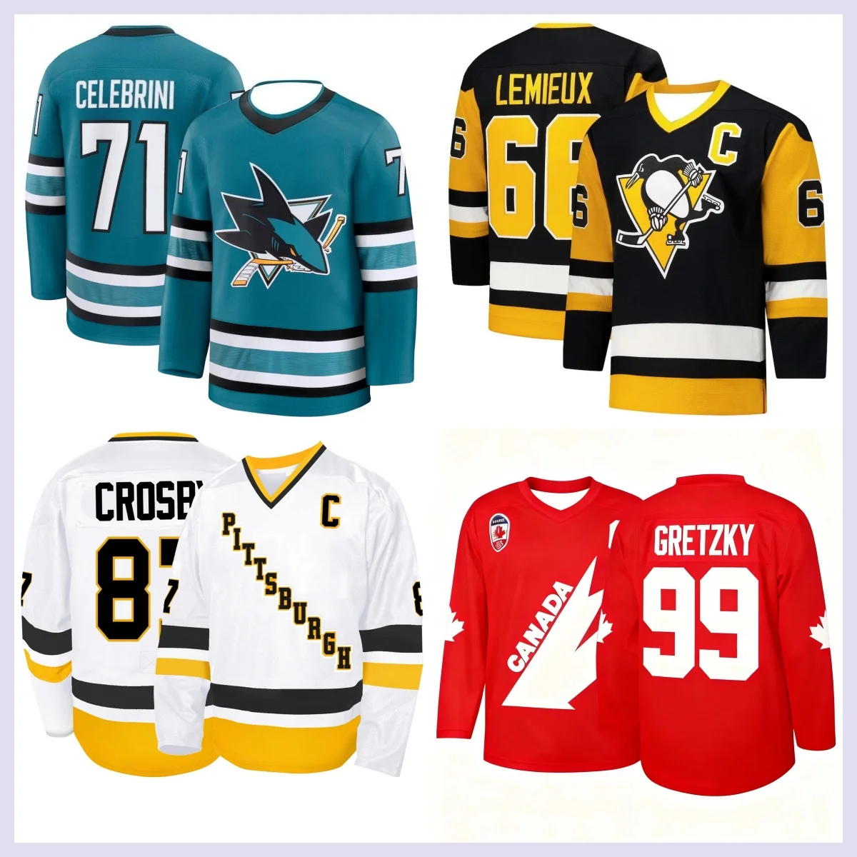 Hockey Jersey - Teal with Black/White Accents Shark Logo with Crossed Sticks Classic Striped Design Athletic Jersey 3d HD Prints