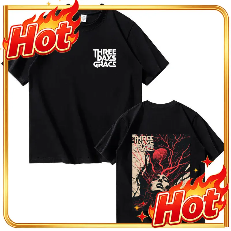 Custom Singer's Three Days Of Grace Harajuku Men's And Women's Fashion Round-neck 2025 Summer Pure Cotton 100% Printed T-shirt