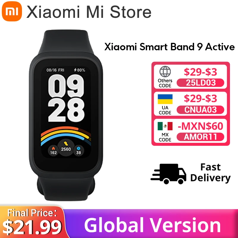 Global Version Xiaomi Smart Band 9 Active 1.47'' Display 18-day Battery Life Modes All-day Health And Fitness Monitoring 5ATM