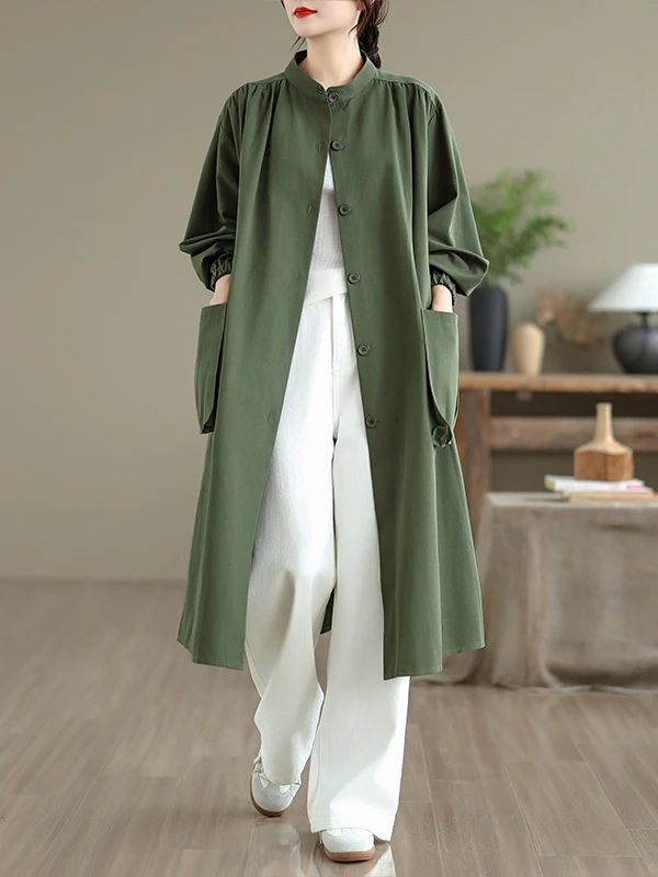 Długi płaszcz damski Briti Sle na jesień 2025, nowy, luźny, casualowy płaszcz wierzchni z dużymi kieszeniami, średniej długości wiatrówka.