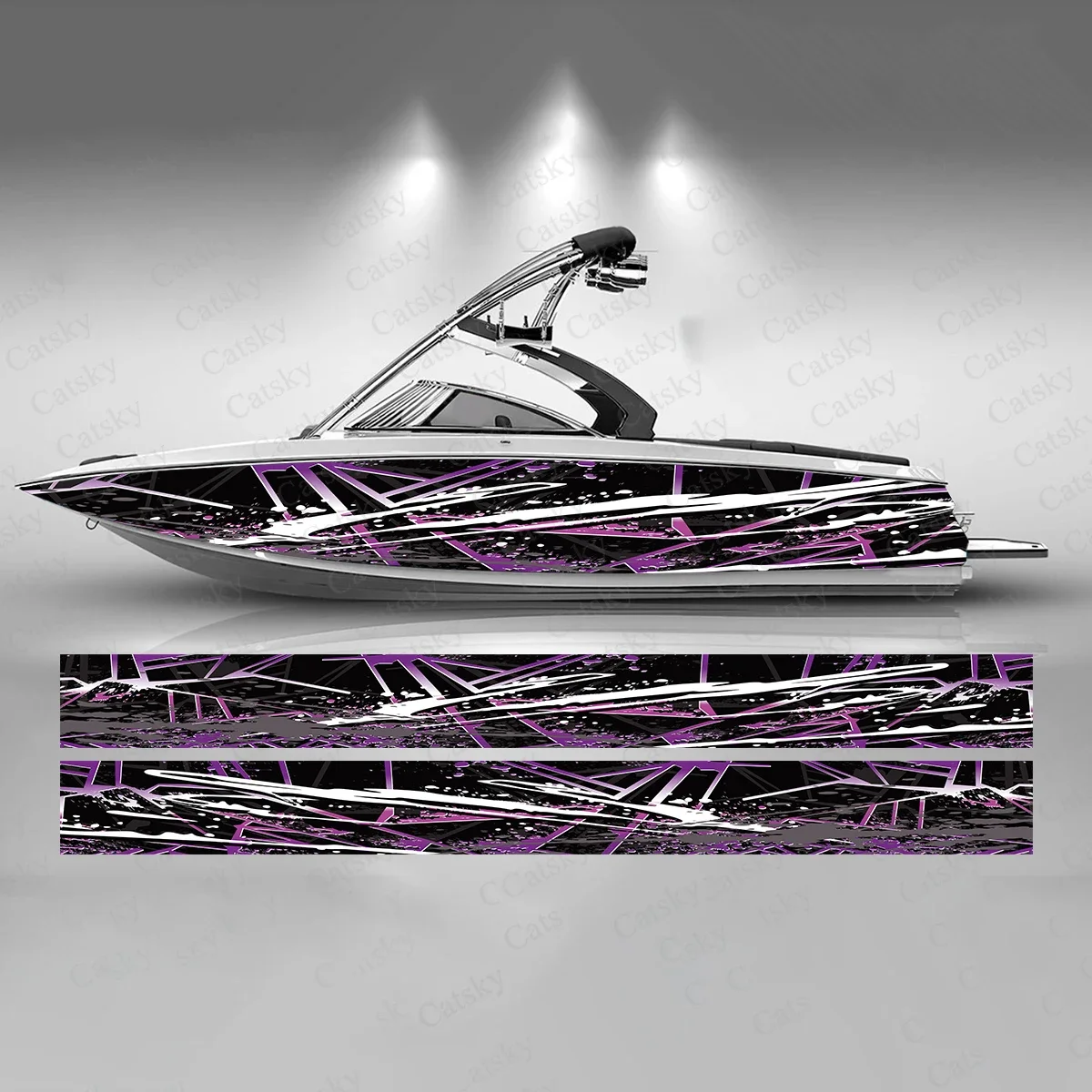 Abstract Sharp Colorful Stripe Boat Sticker Fashion Custom Fish Boat-Sticker Vinyl Waterproof Boat Wrap Graphic Boat Wrap Decal