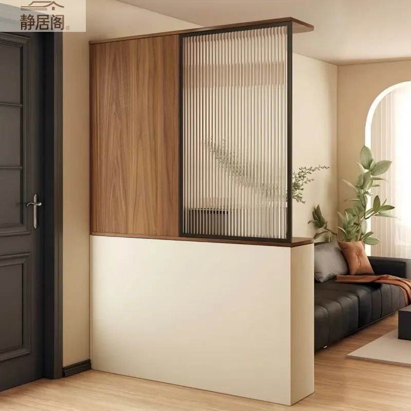 Medieval Wall Mounted Entrance Cabinet Large Capacity Living Room Storage Locker Glass Display Screen Foyer Shoe Cabinet