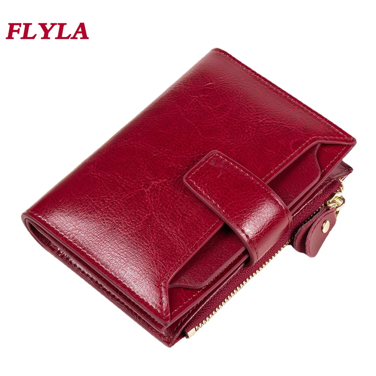 Women Wallet Genuine Leather Retro Oil Wax Cowhide Fashion Girls Wallet Short Zipper Cute Small Coin Purse for Women