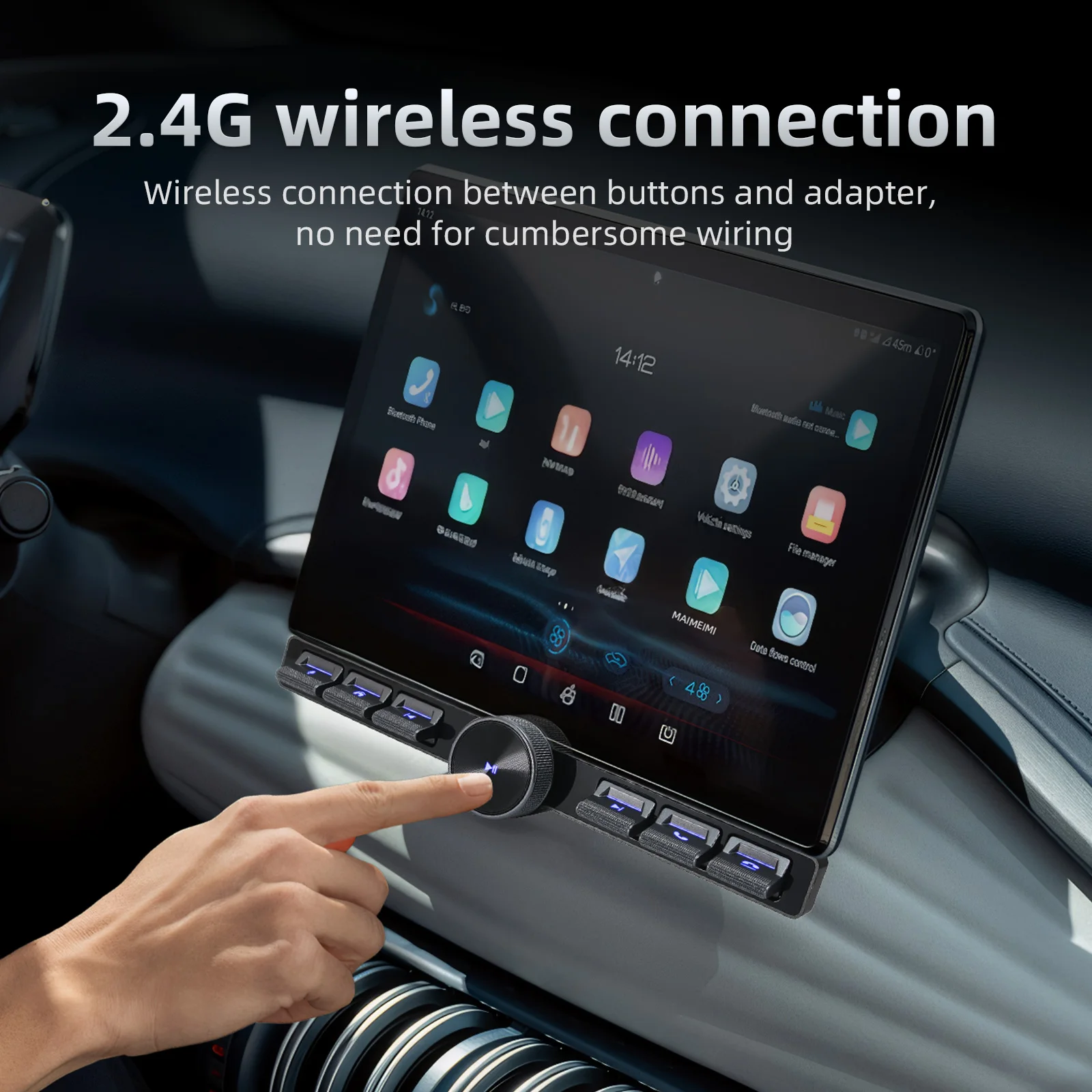 

7 Keys Smart Steering Wheel Controller 2.4G Wireless Control Button Ambient LED Intelligent Control Volume For Navigation Player