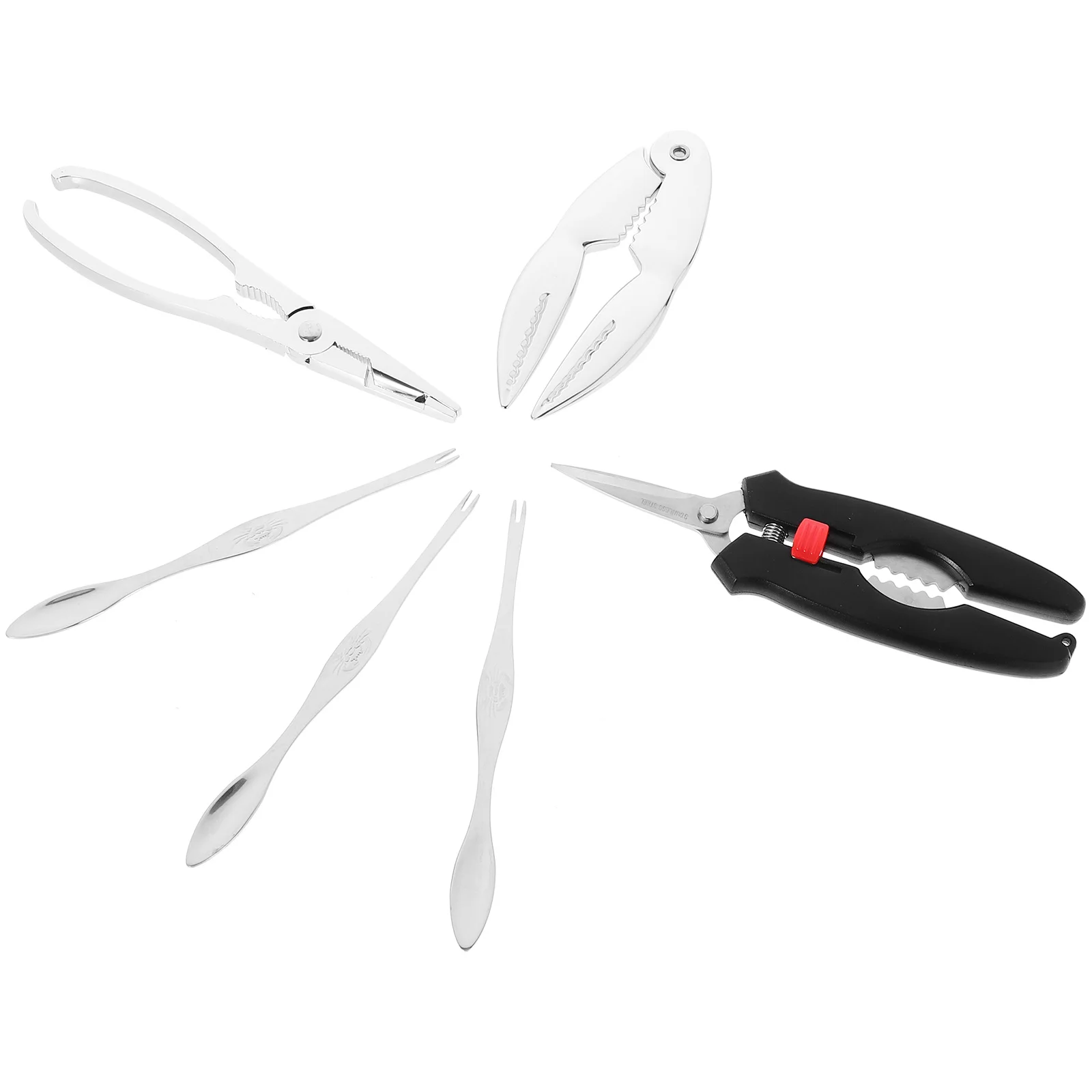 

6pcs Crab Eating Tools Set Stainless Steel Seafood Needle Peeling Fork Nutcracker Kitchen Gadgets Lobster Meat Removal