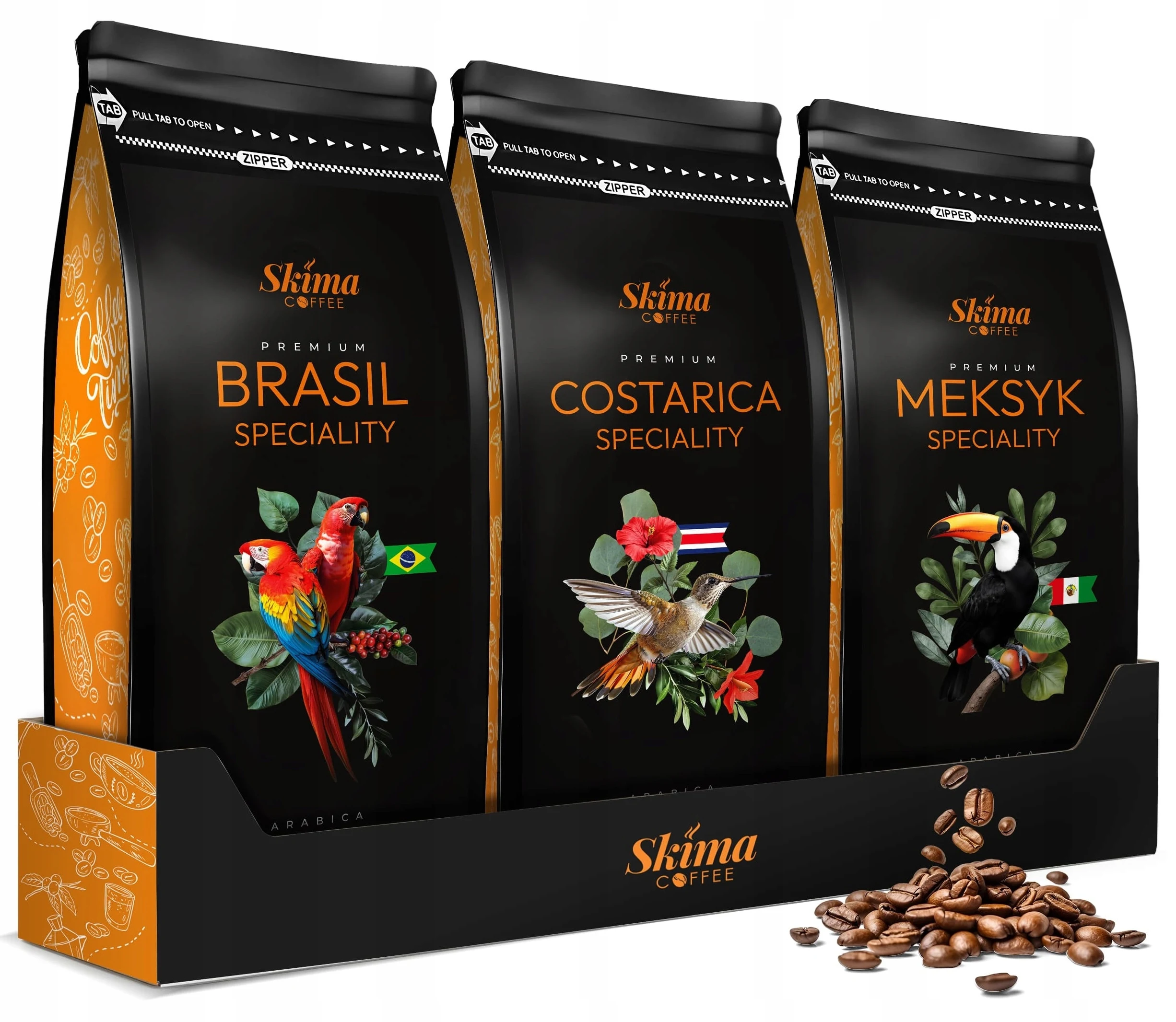 Kaffeebohnen 3X1Kg Brasilien/Kosta Rica/Mexiko Spezialitäten Arabica + Gratis