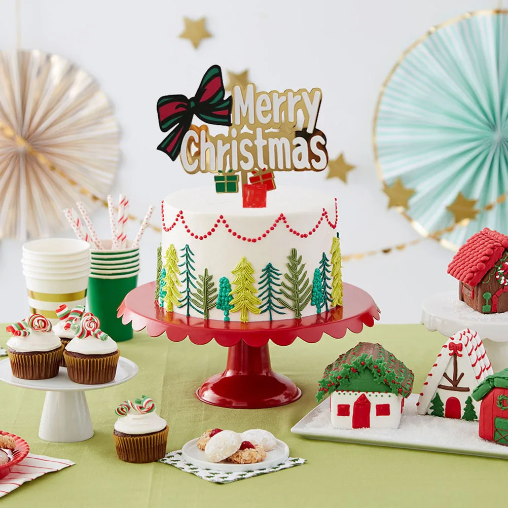 

2Pcs Cake Toppers Christmas Insert Decorations 2023 Holiday Supplies Food Grade Acrylic Safe Cake Accessories Party Cakes