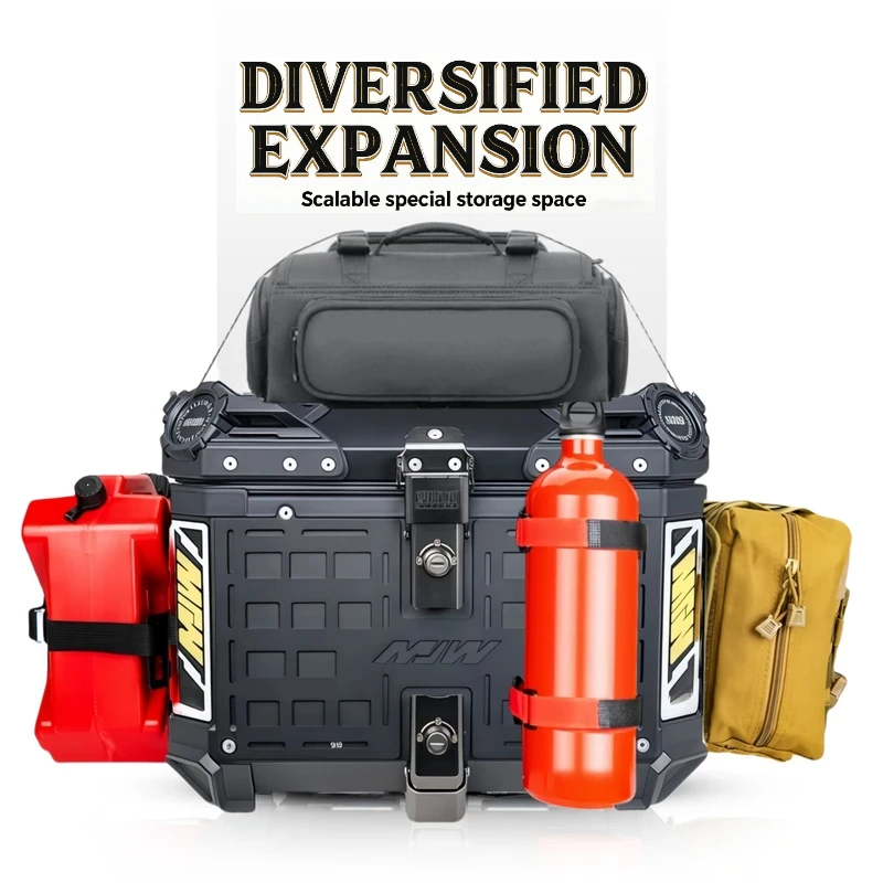 45L&55L Waterproof Aluminum Motorcycle Top Box Thicken Armor Motorbike Case Helmet Box Luggage Quick Release Toolbox Accessories