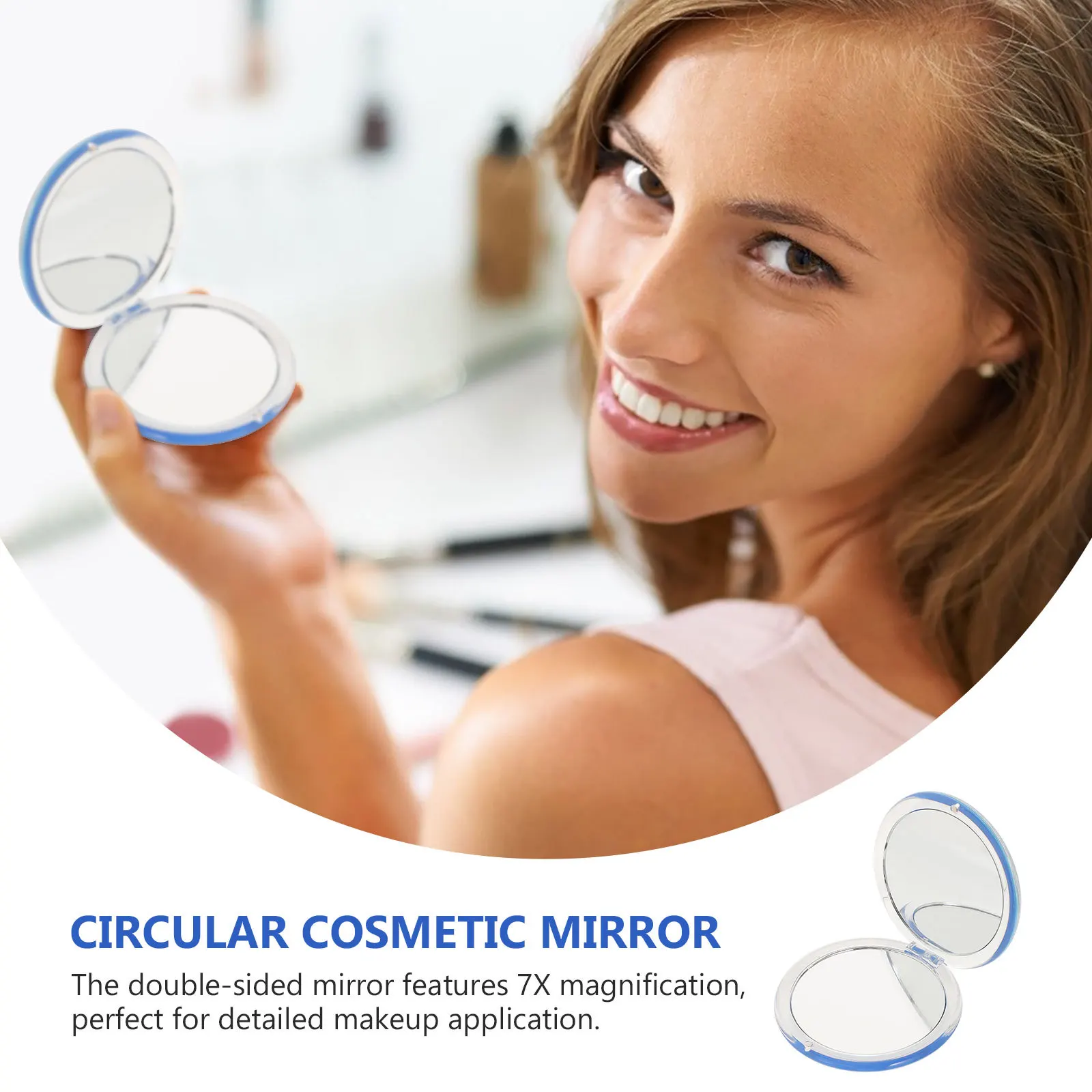 Mini espejo compacto con aumento de 7X, diseño redondo plegable, espejo de maquillaje de doble cara para bolsa pequeña, regalos para damas de honor