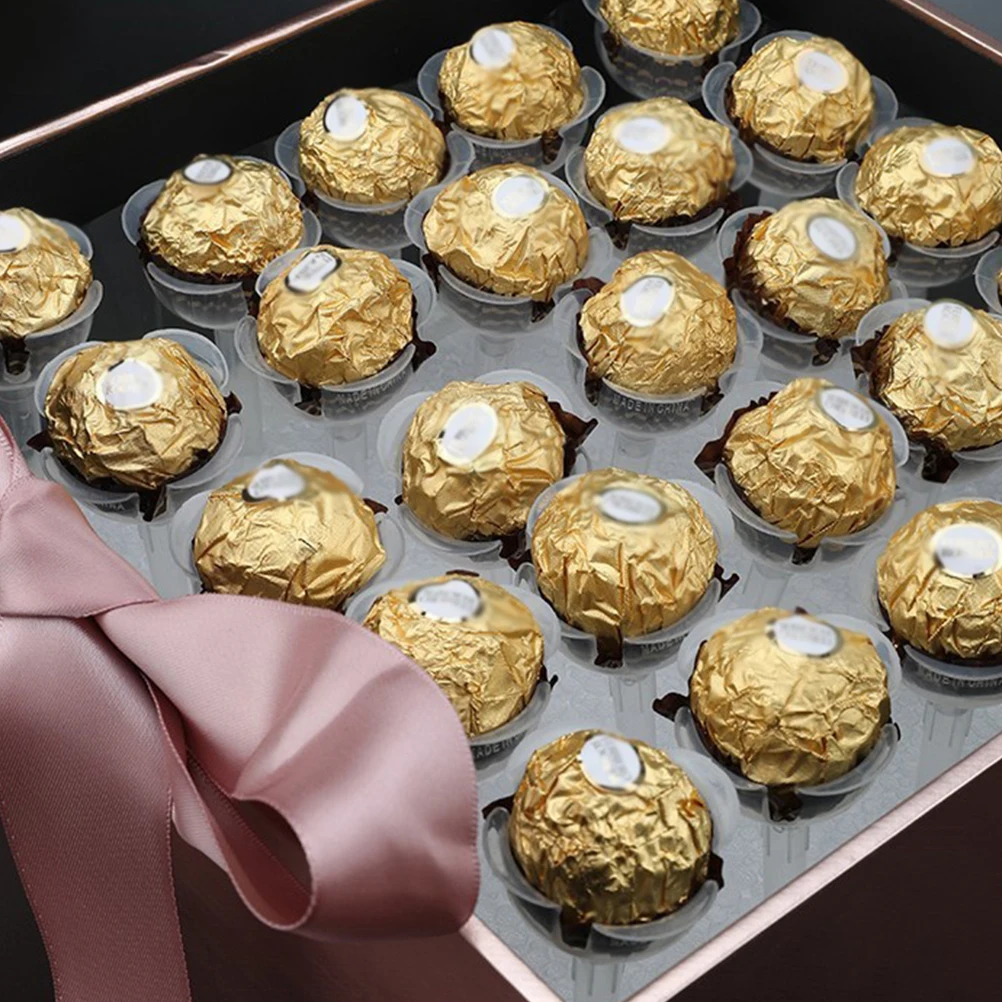 

100pcs Chocolate Torus Holders PVC Decorative Simple Transparent Candy Fixing Base Bouquet Container Packaging Accessories