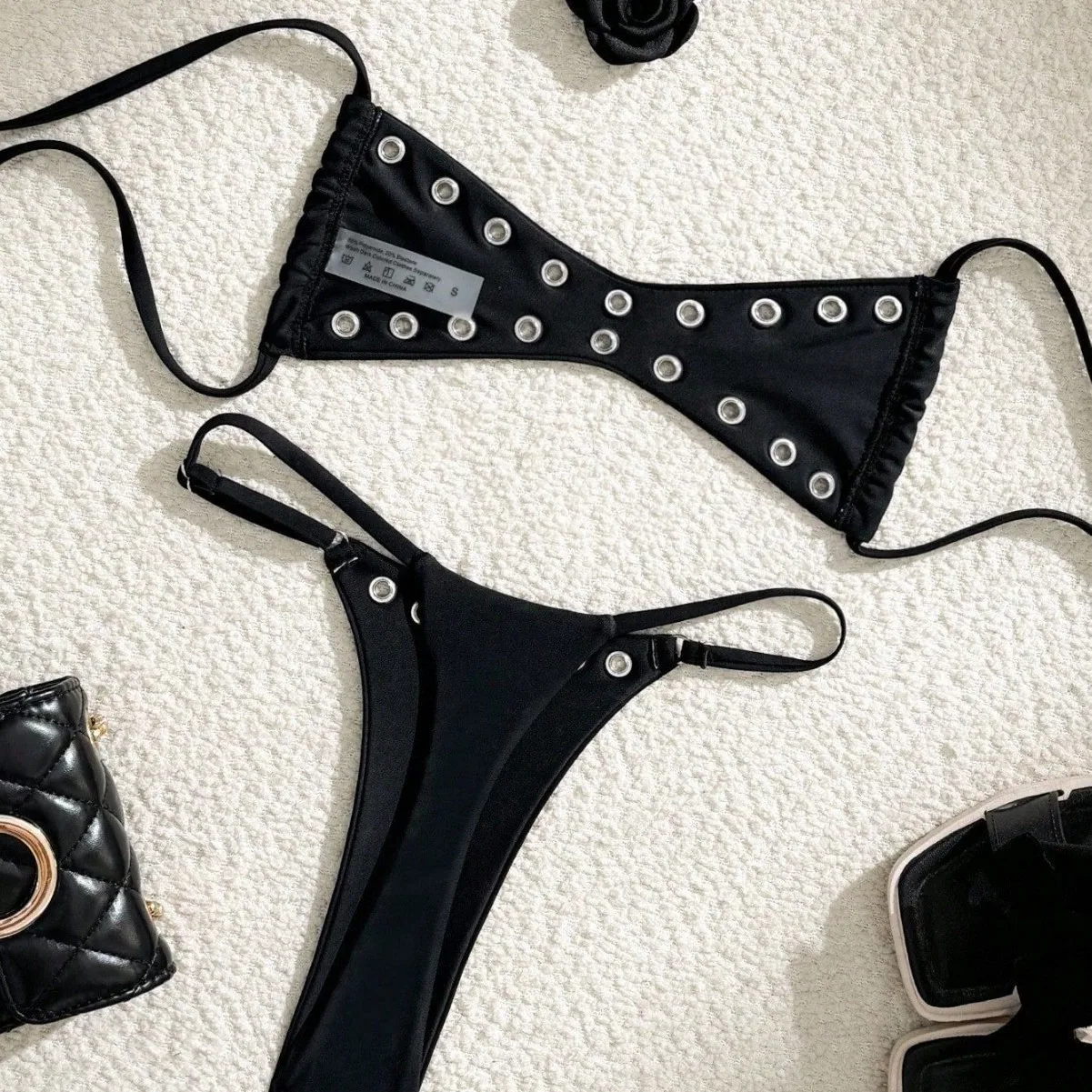 

2025 Women's Micro Bikini Halter Swimsuit Sexy Brazilian Bikini Set Thong Solid Color Beachwear Swimwear for Females