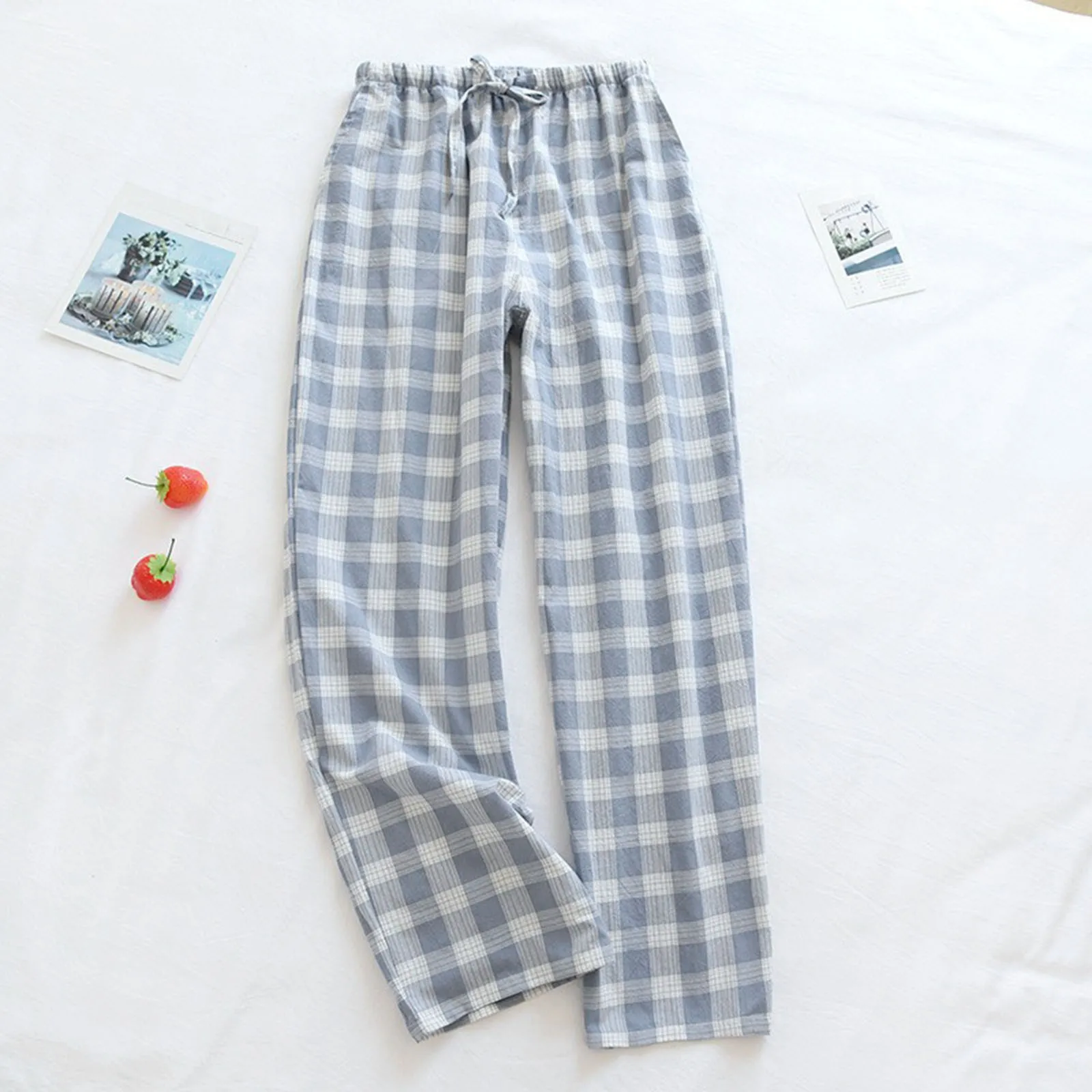 Autumn Plaid Men Pants Cotton Home Men's Home Clothes Loose And Thin Nightgown Japanese Pants Spring Sleepwear Men Pajamas