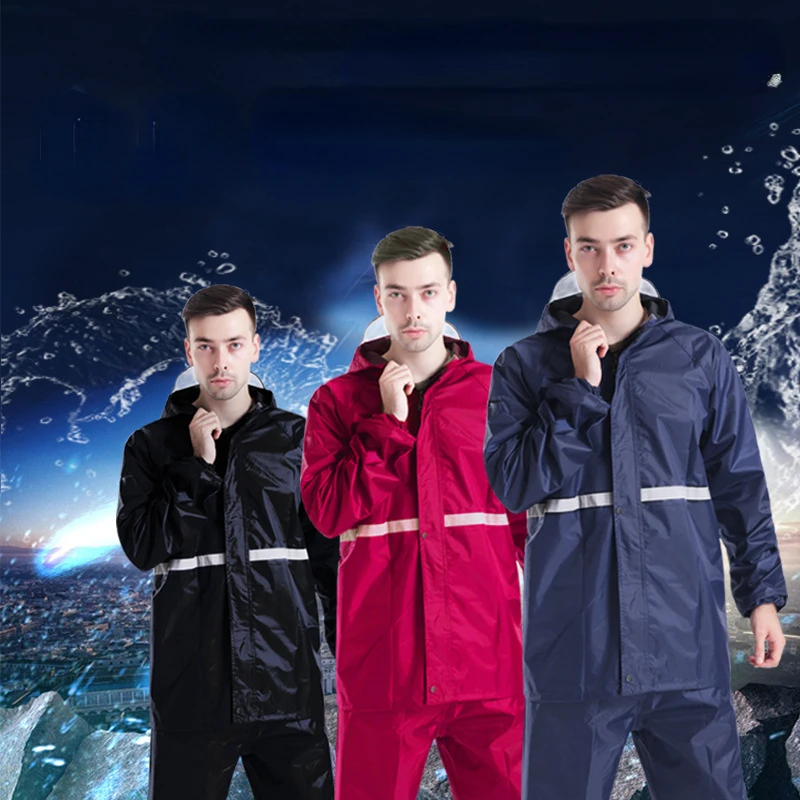 Split Type Rainstorm Raincoat for Male Adults Thickened Motorcycle Outdoor Reflective Shangqiu Raincoat Rain Pants Suit