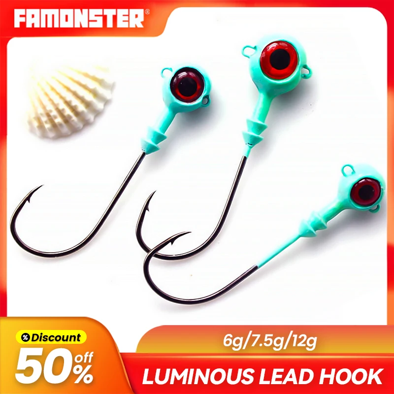 FAMONSTER 1PC Lure Lead Head Hook Fish Head Soft Fish Lead Head Hook Anti-hanging Bottom Luya Hook Fish Hook For Soft Bait Pike