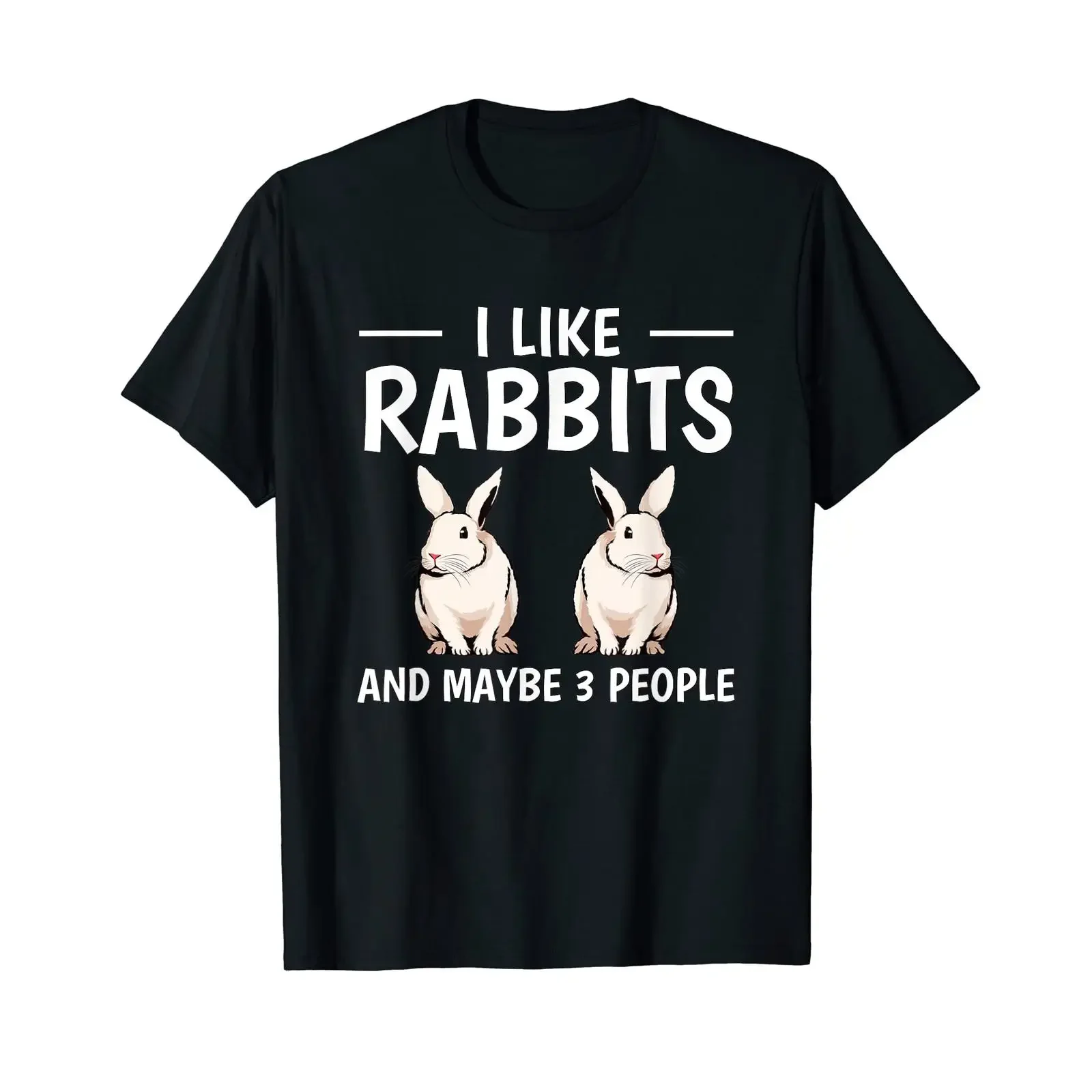 I Like Rabbits And Maybe 3 People Rabbit T Shirt vintage Washed homme Breathable fashion streetwear Casual designer clothes
