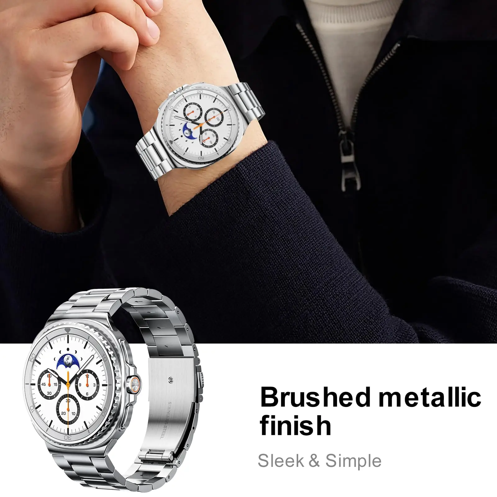 Edelstahl-Uhrenarmband für Samsung Galaxy Watch 8 Classic 46mm Luxus-Metallarmband ohne Lücken für Watch 8 9 40mm 44mm Armband