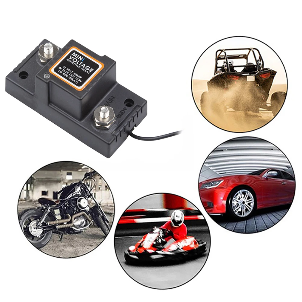 

Mini Voltage Sensitive Relay Waterproof Voltage Sensitive Relay Dual Battery Smart Isolator for Car ATV UTV Boats RV Truck