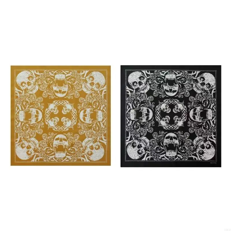 Digital Skull Print Headscarf Dance Bandanas Cycling Headcover Cotton Kerchief 