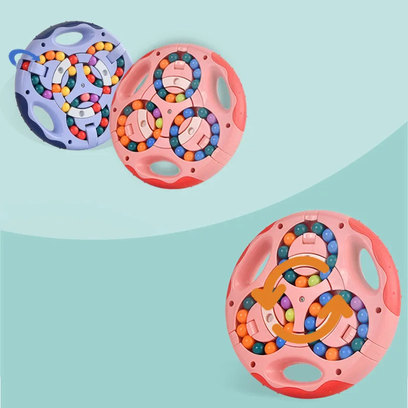 3In1 Kids Rotating Magic Beans Fingertip Cube Toys Children Spin Bead Puzzles Game Learning Educational Adults Stress Relief Toy