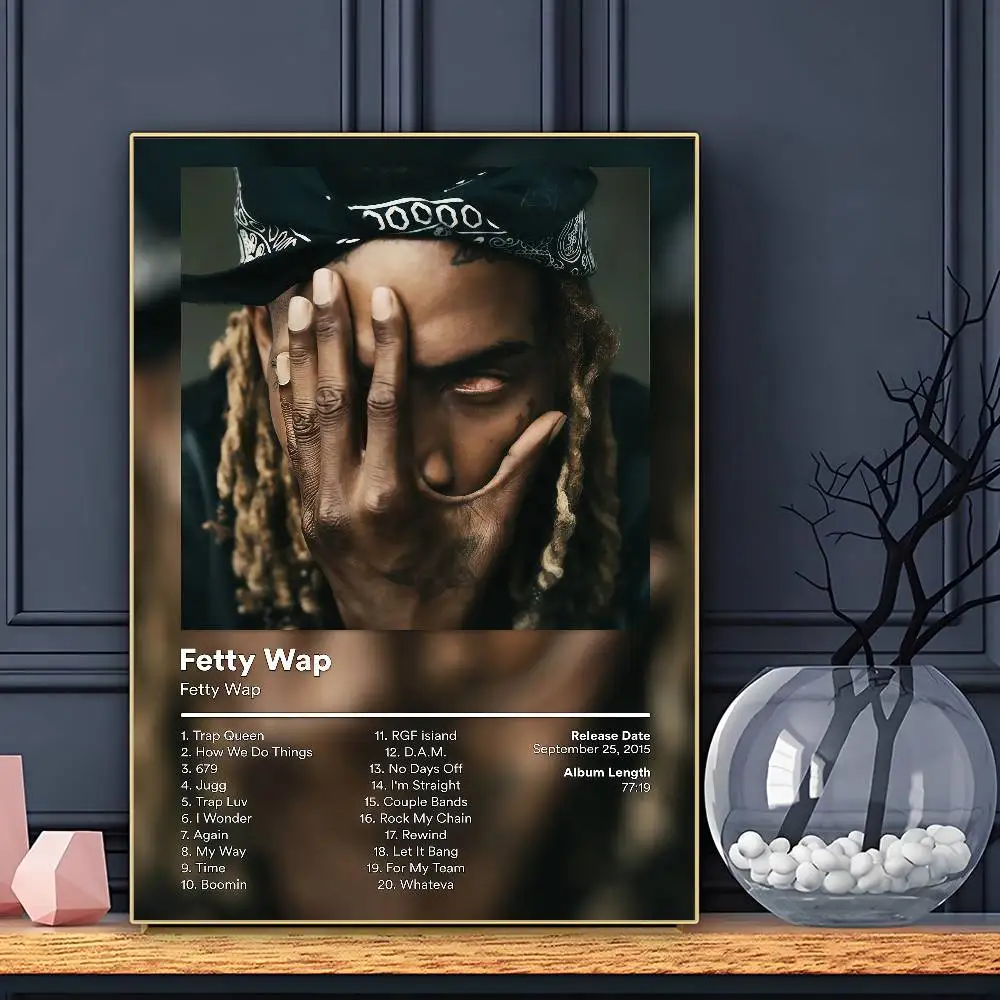 Rapper Fetty Wap Poster HD Paintings Self Adhesive Prints Waterproof Home Bedroom Living Room Decor Vintage Gift