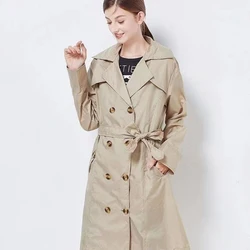 Fashion Women Thin Raincoat Poncho Ladies Waterproof Long Slim Raincoats Adults Outdoor Hiking  Windproof Rain Coat With Belt