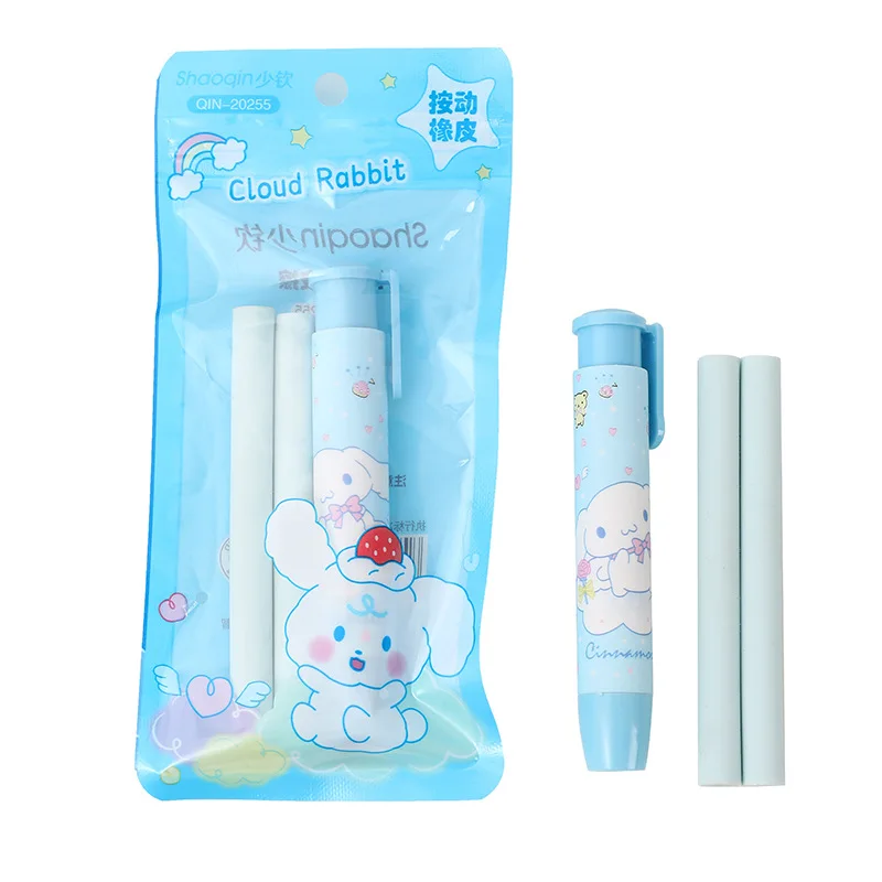 MINISO Bagged Press Eraser Anime Kuromi Melody Cinnamoroll Eraser Cartoon Kawaii Stationery Gift Office School Supplies