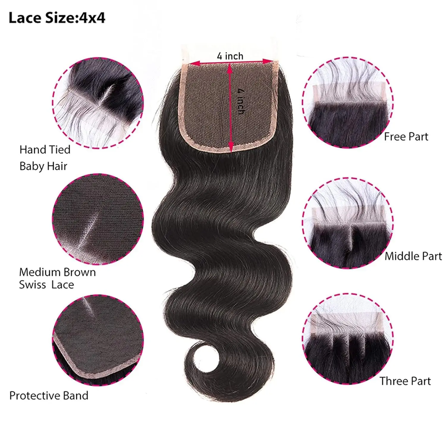 Raw Indian Hair Bundles Human Hair With Closure Unprocessed 10A Natural Black Body Wave Bundles Virgin Hair Extensions For Women