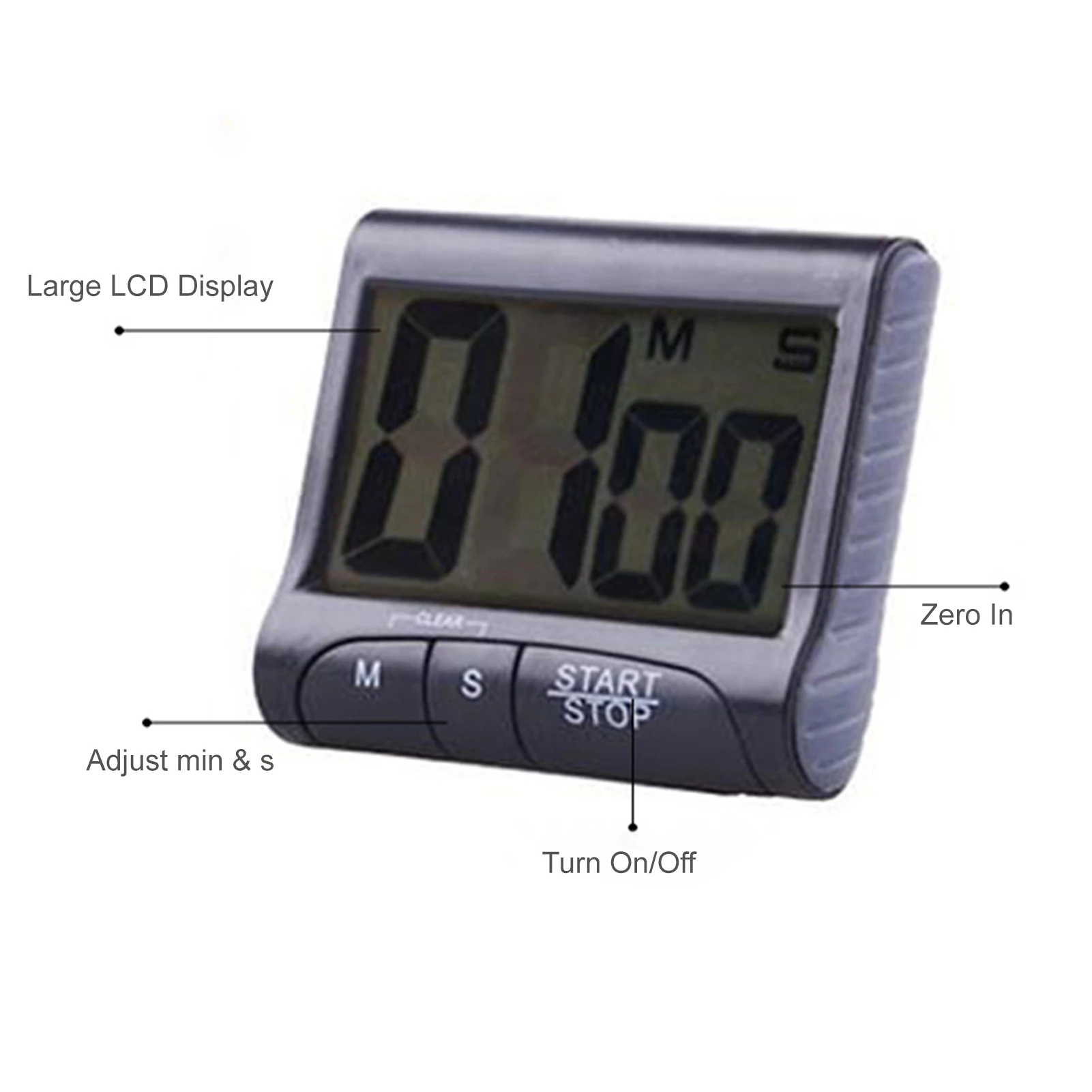 Digital Kitchen Timer Alarm LCD Display Cooking Timer Clock for Time Management Workout Baking Egg Timer