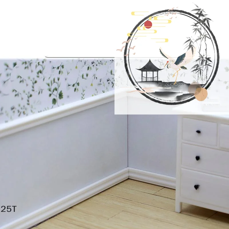 2 ชิ้น 1:12 ของตกแต่งบ้านตุ๊กตา กระเบื้องขอบผนังขนาดเล็ก ลายเส้นขอบเอว ของตกแต่งห้องน้ำ ห้องนั่งเล่น ของเล่น อุปกรณ์เสริมบ้านตุ๊กตา