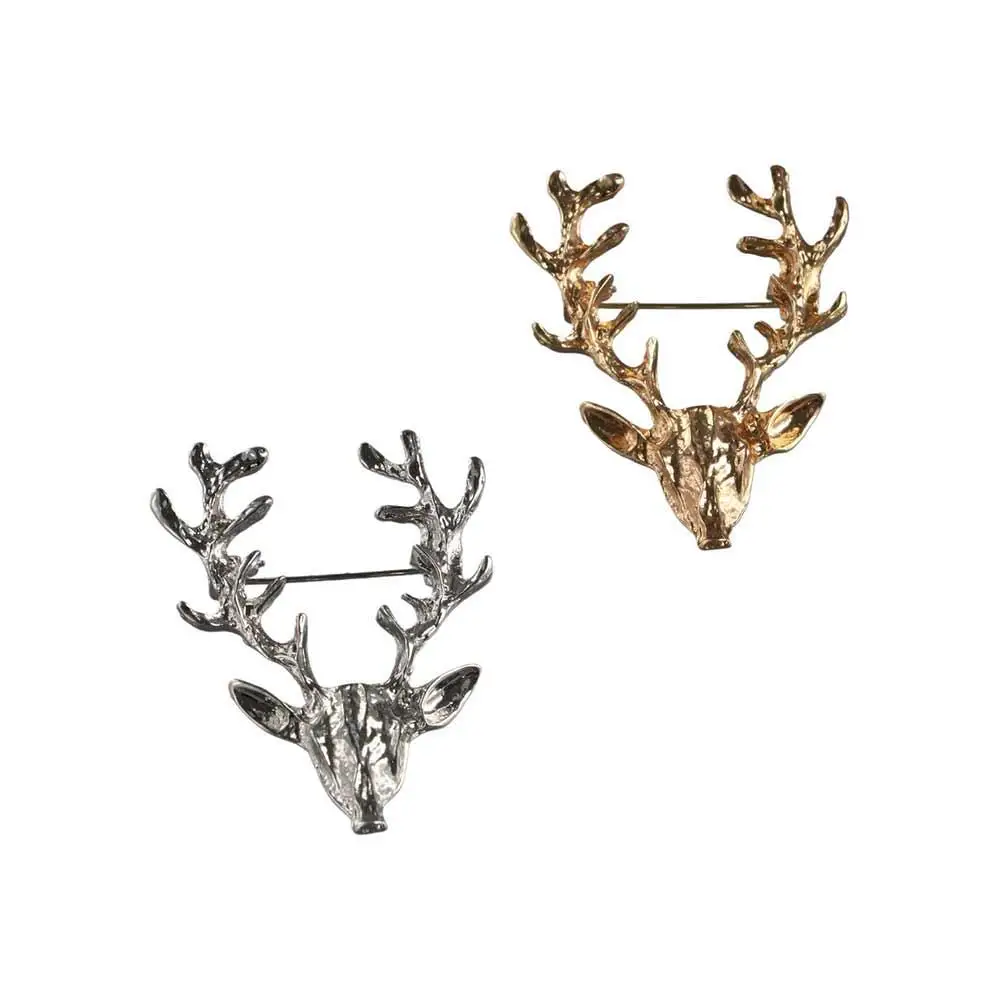 Unique Animal Elk Head Brooch Alloy Clothes Pins Christmas Badge Clothes Accessories Lapel Pin Deer Metal Brooch Friends