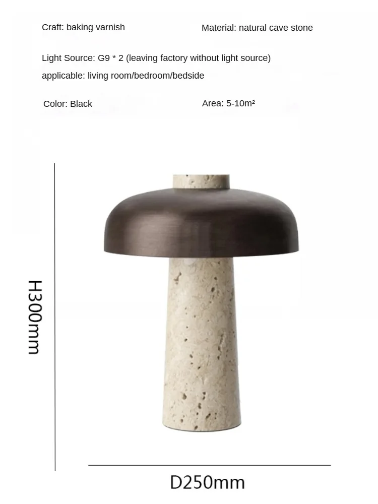 Imagem -06 - Mushroom Stone Table Lamp Designer Nórdico Decoração do Quarto Abajur Lamp Iluminação Interior do Vintage Luzes de Mesa de Jantar