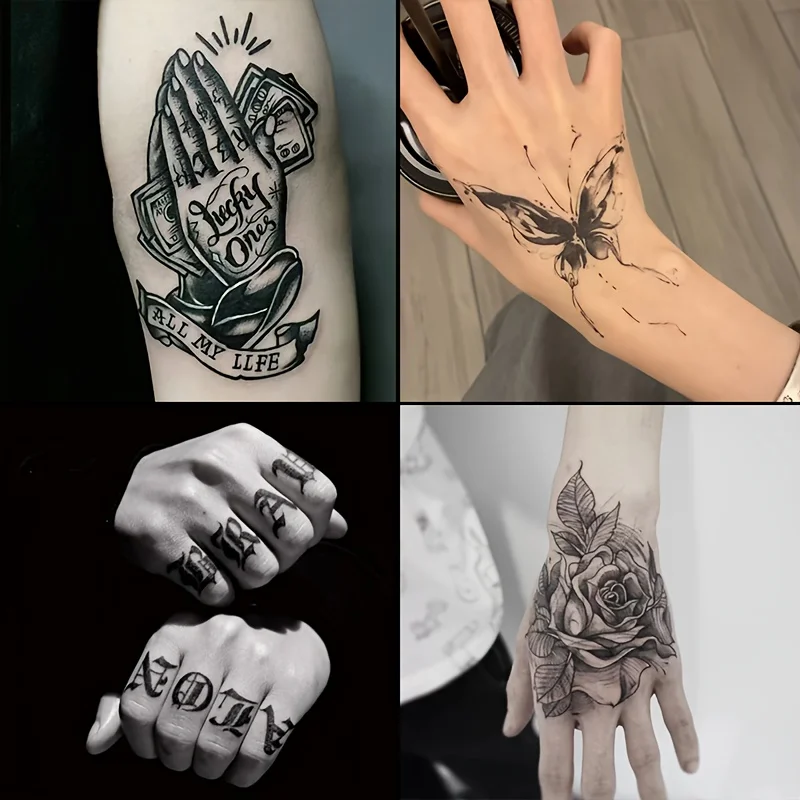 

4 herbal tattoo stickers, lasting 7 to 15 days, waterproof and wear-resistant, suitable for those who don't want to get a tattoo