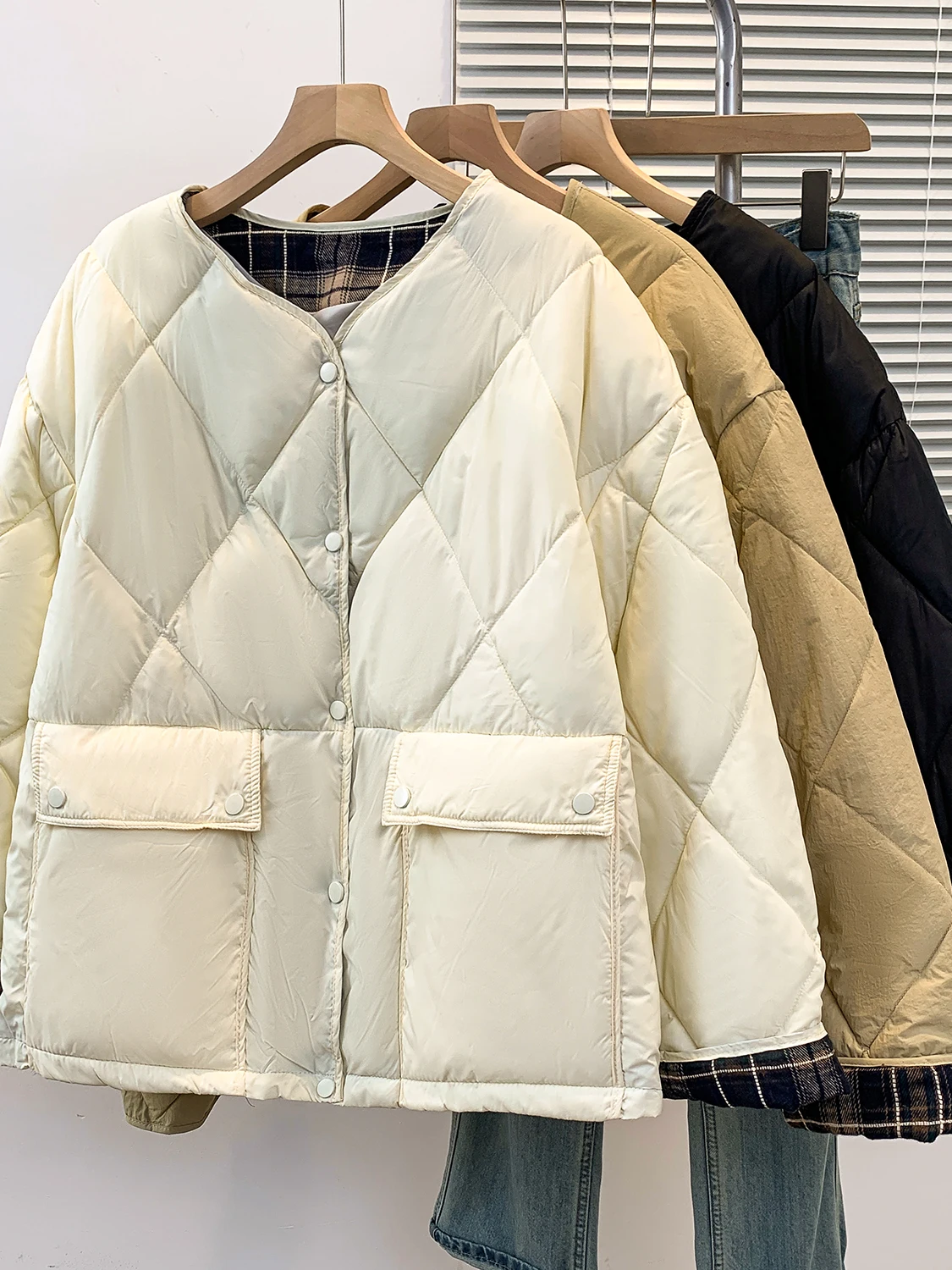 

Корейский свободный крой, легкий хлопковый тюжет с подкладкой, женская круглая стеганая верхняя одежда, удобная весна-осень