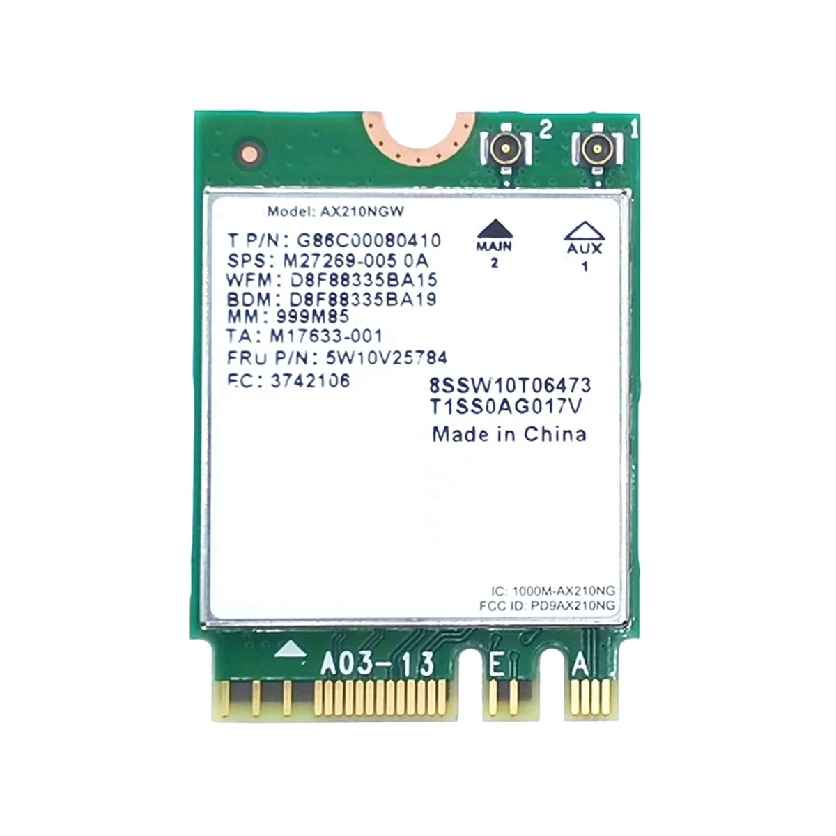 듀얼 밴드 블루투스 5.2 무선 어댑터, AX210 와이파이 카드, AX210NGW 네트워크 카드, 2.4Ghz/5G 와이파이 6E M.2 NGFF 802.11Ax