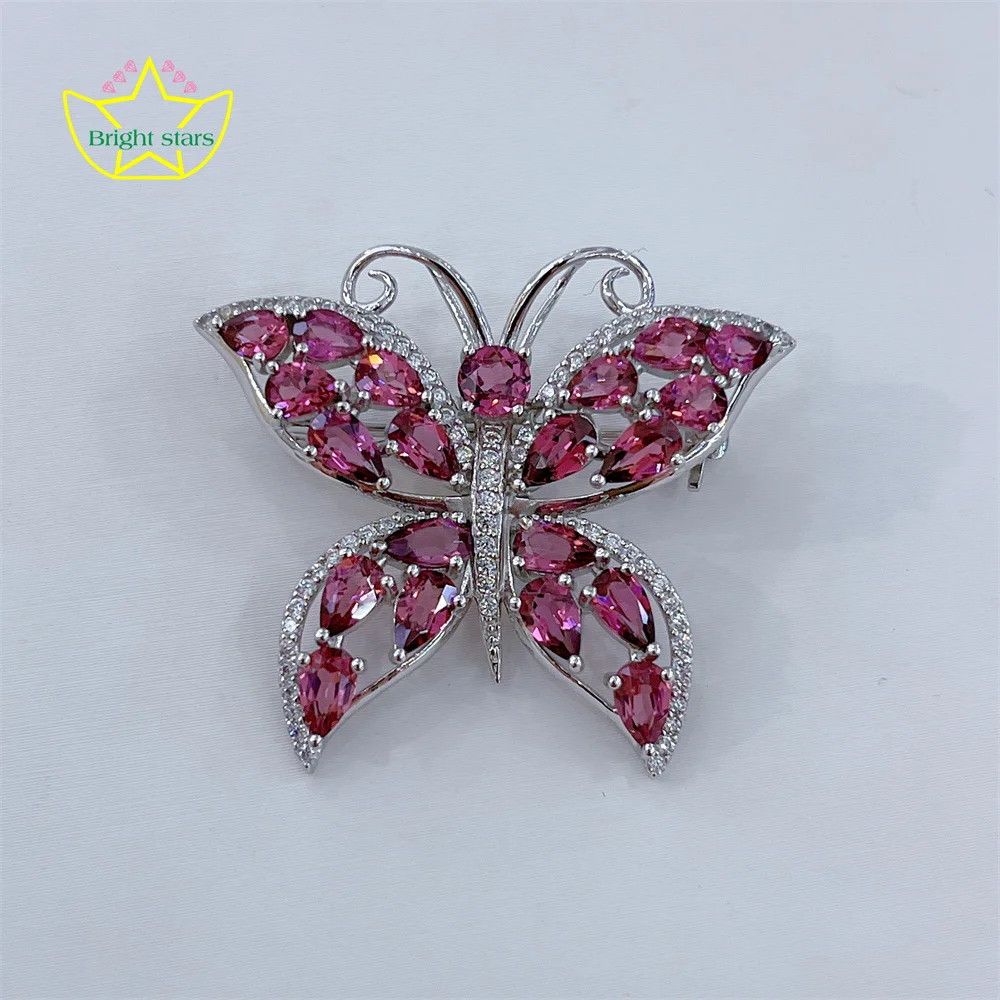 Bright Stars New S925 silver plated platinum-plated magnesium aluminum pomegranate brooch