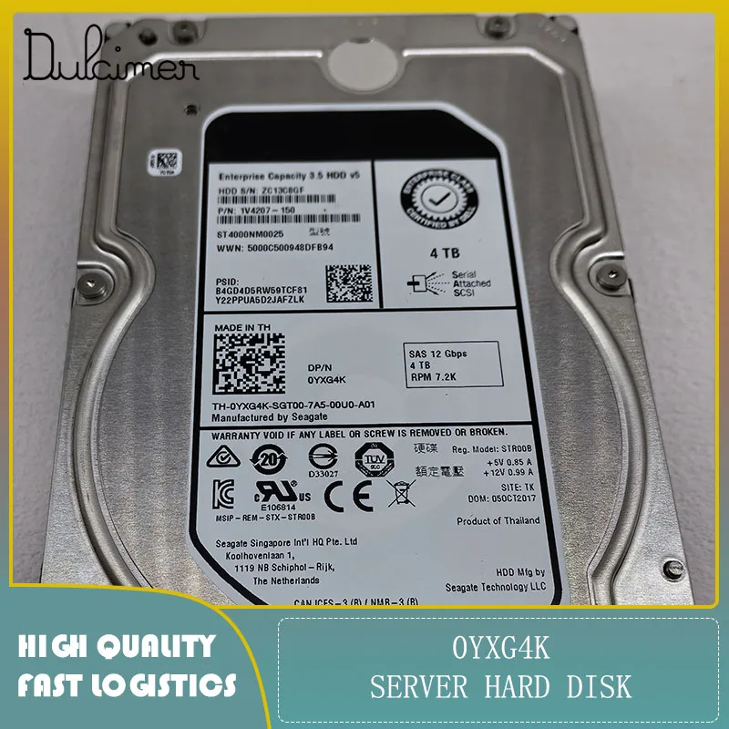 

Server hard drive 0YXG4K ST4000NM0025 4TB 7200 RPM SAS Original Second-hand