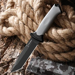 Outdoor camping survival knives, high hardness straight knives for outdoor survival, popular stainless steel integrated keel kni