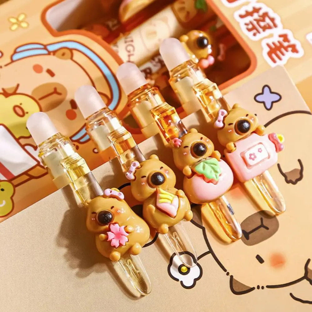 

6pcs/Set Cartoon Blue Ink Erasable Pen 0.5mm ST Tip Stationery Pen Gel Pen Capybara Ballpoint Pen Back To School