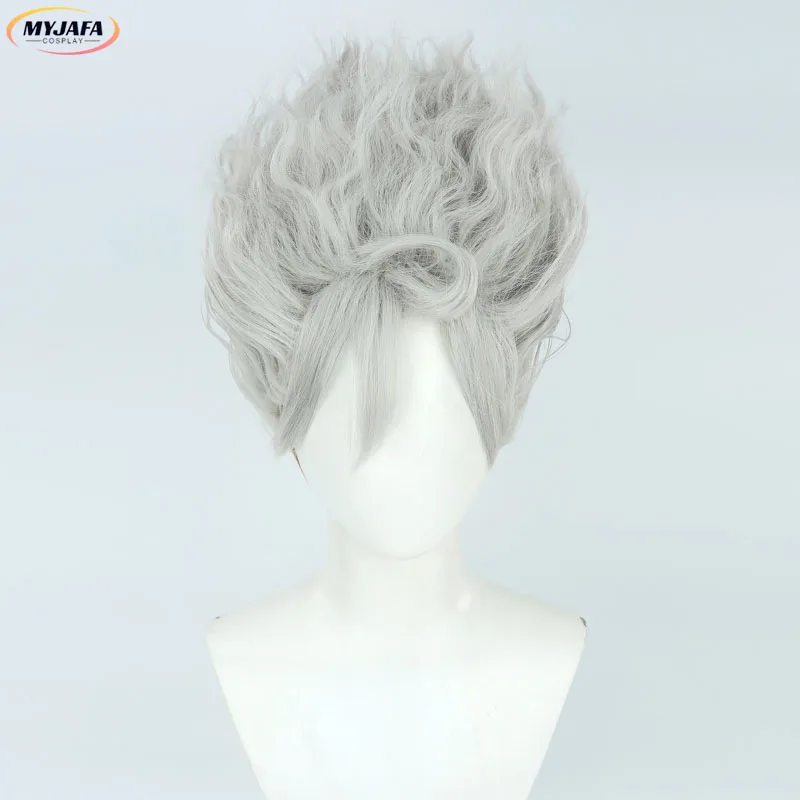 Monkey D Luffy Cosplay Wig Anime Straw Hat Boy Gear 5 Nika Luffy Silver Gray Curly Heat Resistant Synthetic Hair Wigs + WigCap