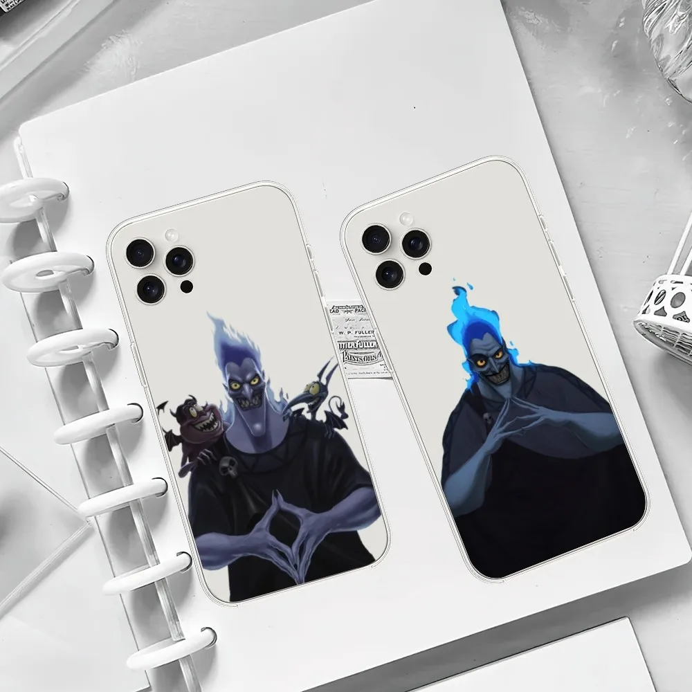 MINISO Disney Villains H-Hades H-Hercules Phone Case For Samsung A71 Galaxy S21 S22 S20 A50 S23 Ultra Plus Transparent Shell