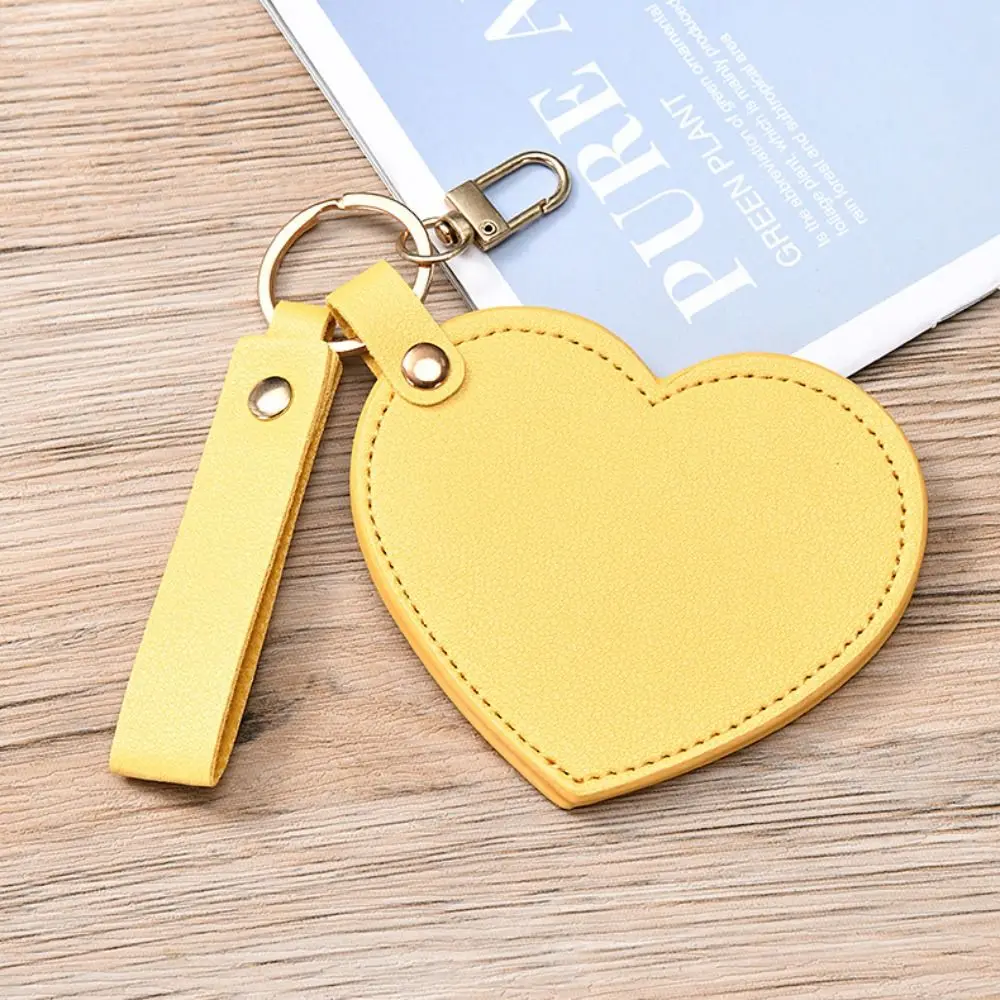 الإبداعية بو الجلود على شكل قلب مفتاح سلسلة فاخرة تنوعا مرآة لوضع مساحيق التجميل المفاتيح حقيبة محمولة معلقة قلادة الهدايا