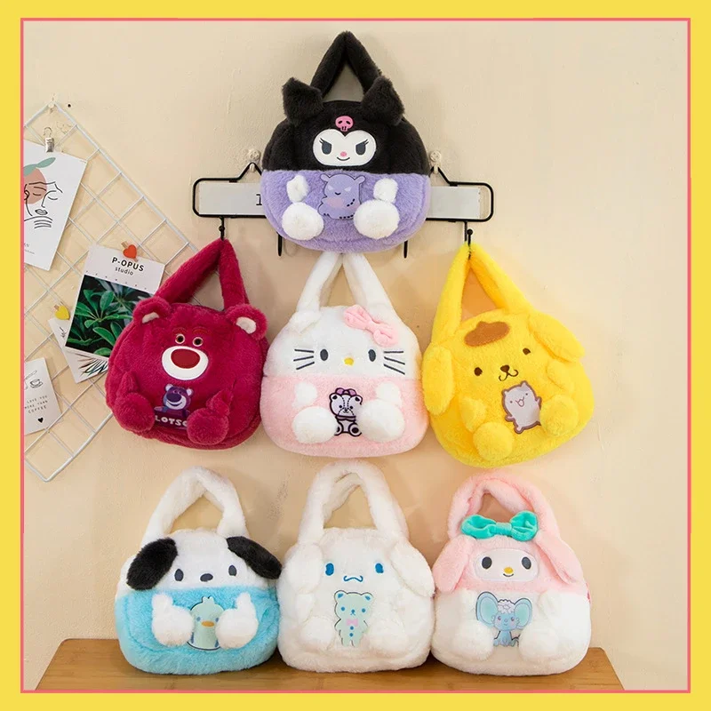 

Kawaii Sanrio Plush Handbag Kuromi Cinnamoroll My Melody Cute Anime Plush Toys Handbag Storage Bag Women Girls Christmas Gifts