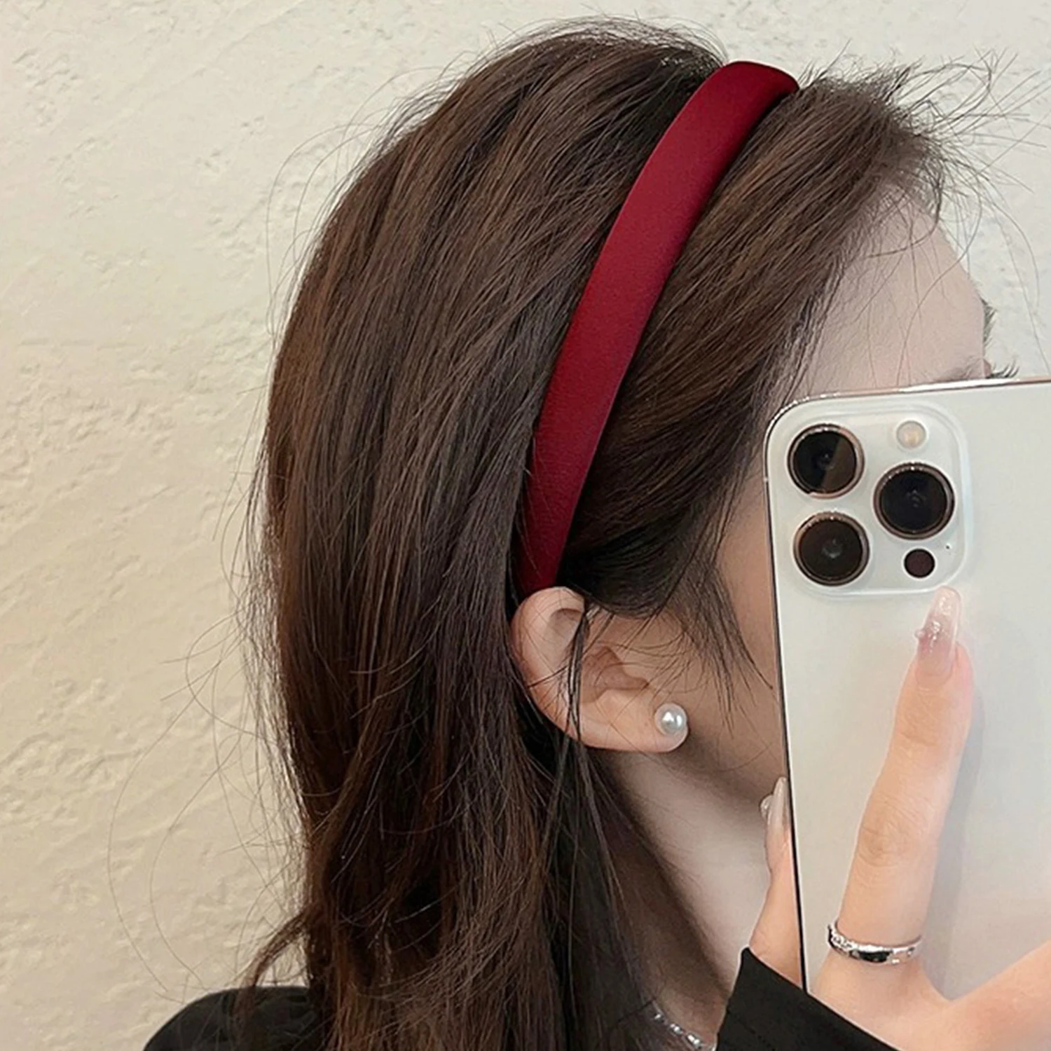 Women Simple Solid Color Velvet Hairbands Korean Thin Headbands Fashion Plain Hair Hoop Non-slip Make-up Hair Holder