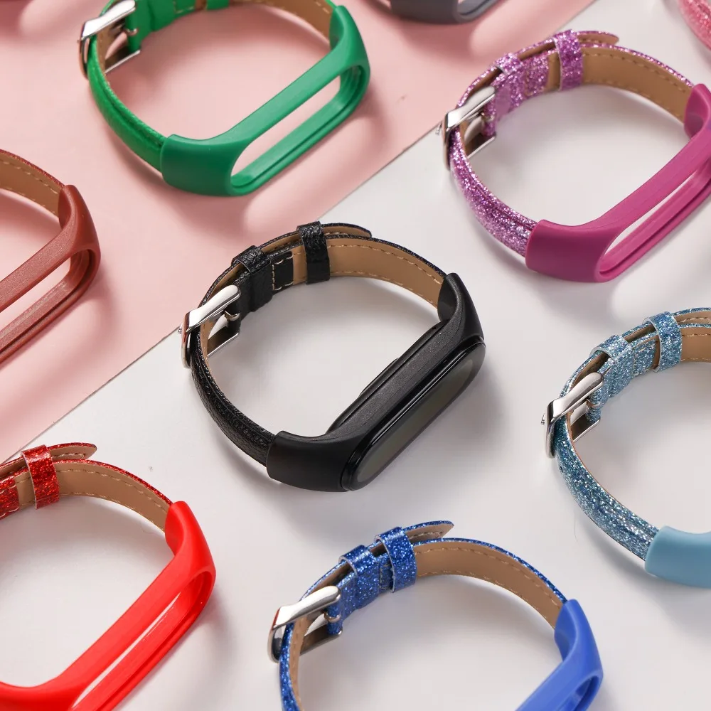 Correa de cuero de repuesto de cuero PU con conectores de Metal, accesorios para correa de reloj, pulsera para Xiaomi Mi Band 7 6 5 4 3