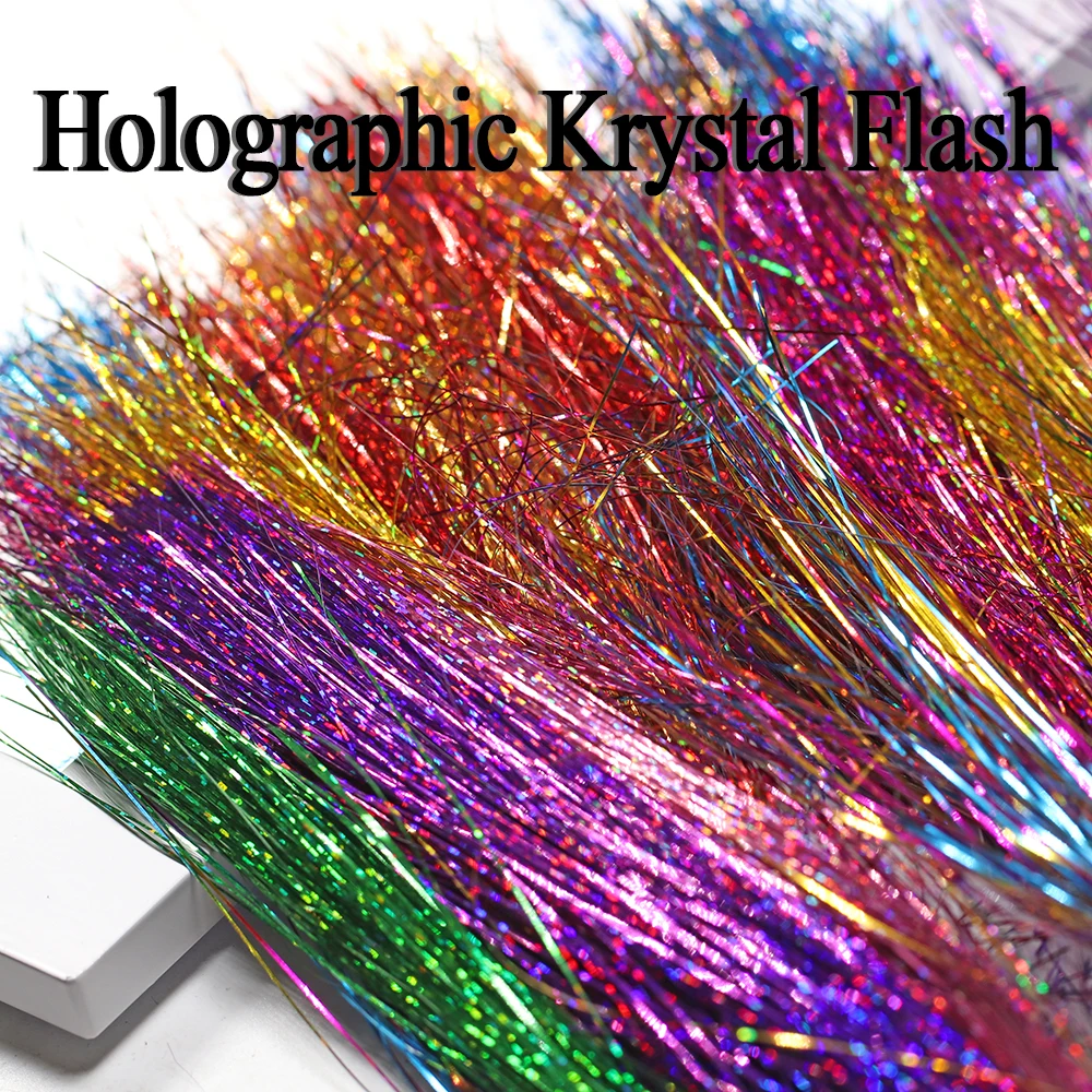 ICERIO Weiche holografische flache Krystal Flash Lametta Flashabou Fliegenbindematerial Hecht Forelle Luftschlangen Jig Angelhaken Köder – Detail 3