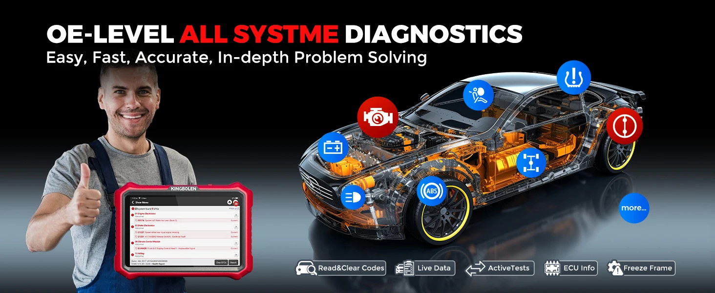 Lebenslanges kostenloses Update 2026 KINGBOLEN K8 Elite K8 pro Bidirektionales Auto-OBD2-Diagnosegerät, CANFD DOIP 34+ Reset ECU-Codierung – Detail 6