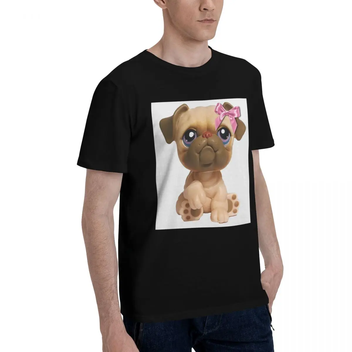 Camiseta Coquette Littlest Pet Shop LPS Bulldog 451 para hombre, camisetas de algodón de talla grande, camisetas para hombre, ropa corta con cuello redondo, Tops