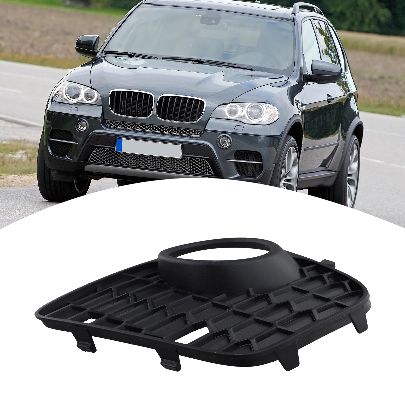 

Крышка противотуманной фары передняя правая, как на фото, легко устанавливается, из АБС-пластика, для BMW X5 2010-2013