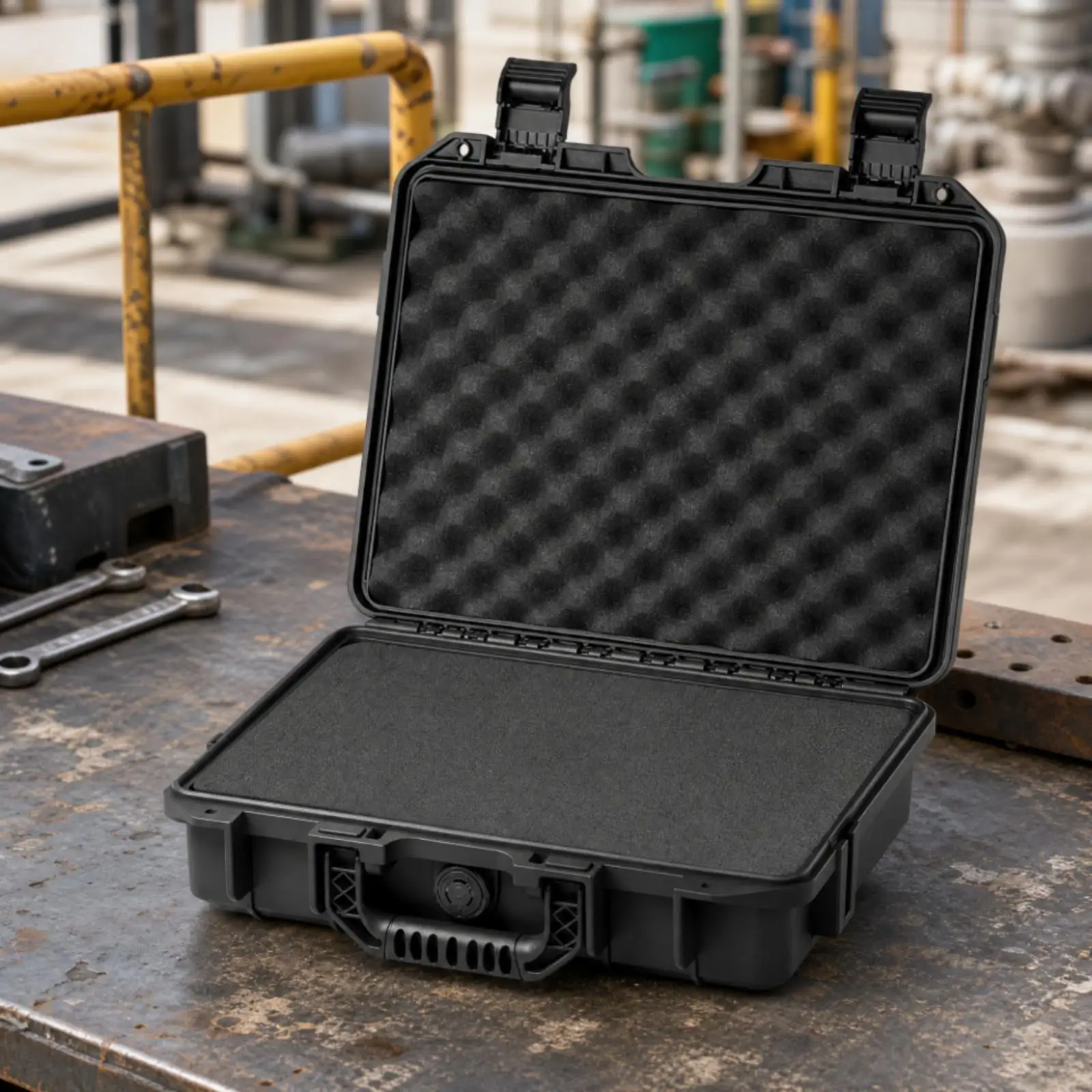 Black Secure Storage Case Portable Secure Case with Pressure-Balancing Pressure-Equalization Port Rigid for Tradespeople, Field