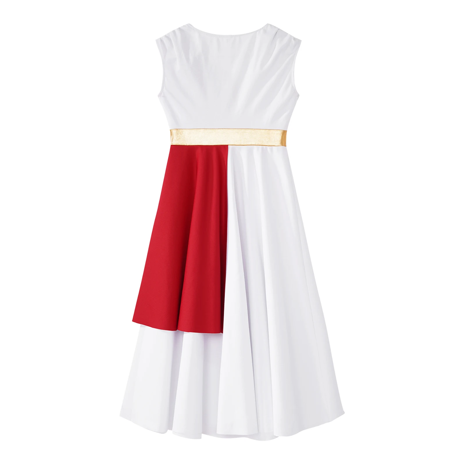 Vestido sem mangas com cores contrastantes para meninas, vestido de dança lírica para igreja, querida igreja, adoração e louvor, dança de palco, 6-16Y